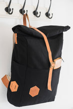 Load image into Gallery viewer, Top Roll Black Backpack